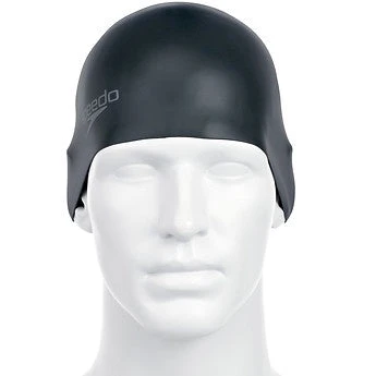 Speedo Plain Moulded Silicone Cap - Black Adult 3 Speedo Plain Moulded Silicone Cap - Black Adult