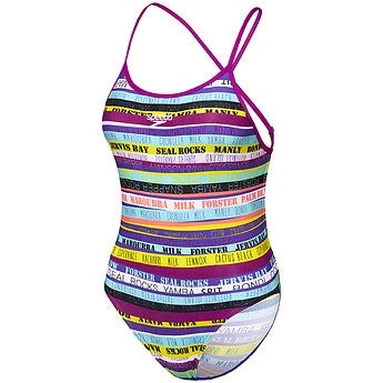 TRAINING SWIMWEAR Speedo Girls Open X Back One Piece - Surf Mania Fluro Magenta 4 TRAINING SWIMWEAR Speedo Girls Open X Back One Piece - Surf Mania Fluro Magenta