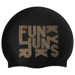 Adult Funky Trunks Swimming Cap - Gold Lines