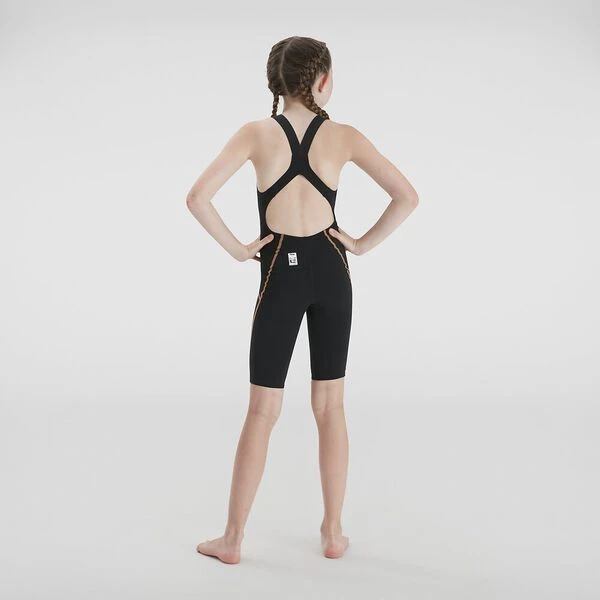 Speedo Girls Junior Lzr Racer X Open Back - Black Gold 5 Speedo Girls Junior Lzr Racer X Open Back - Black Gold