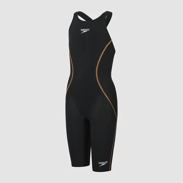 Speedo Girls Junior Lzr Racer X Open Back - Black Gold 6 Speedo Girls Junior Lzr Racer X Open Back - Black Gold