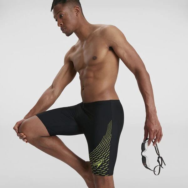 Speedo Mens Medley Logo Jammer - Black Atomic Lime 2 Speedo Mens Medley Logo Jammer - Black Atomic Lime