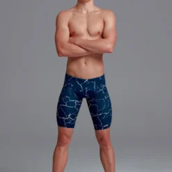 TRAINING SWIMWEAR Funky Trunks Mens Training Jammers - Silver Lining 7 TRAINING SWIMWEAR Funky Trunks Mens Training Jammers - Silver Lining