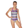 TRAINING SWIMWEAR Speedo Girls Open X Back One Piece - Surf Mania Fluro Magenta