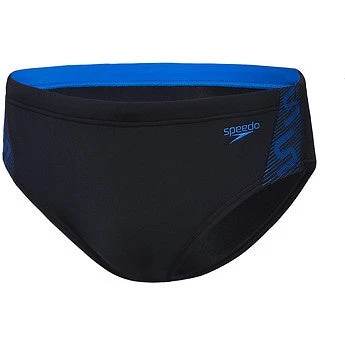 Speedo Mens Monogram Brief - Black Azure 3 Speedo Mens Monogram Brief - Black Azure