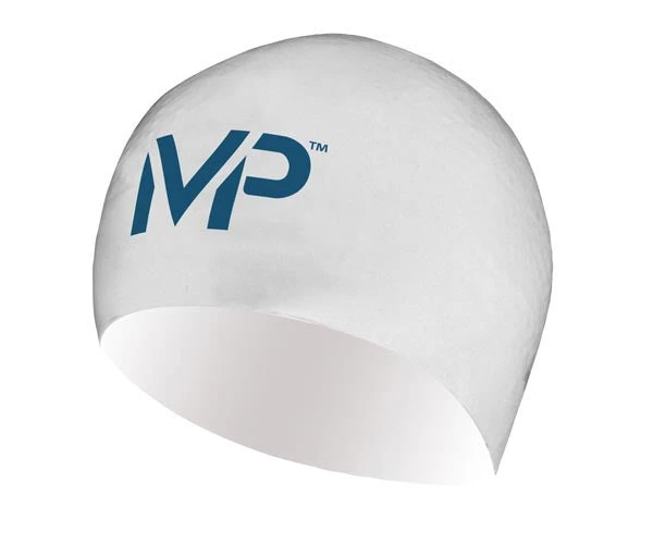 Michael Phelps MP Race Swim Cap - White Navy 3 Michael Phelps MP Race Swim Cap - White Navy