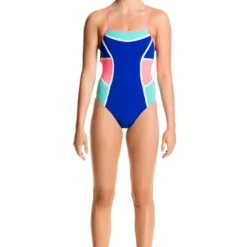 TRAINING SWIMWEAR Funkita Ladies Colour Block One Piece - Scuba Blue